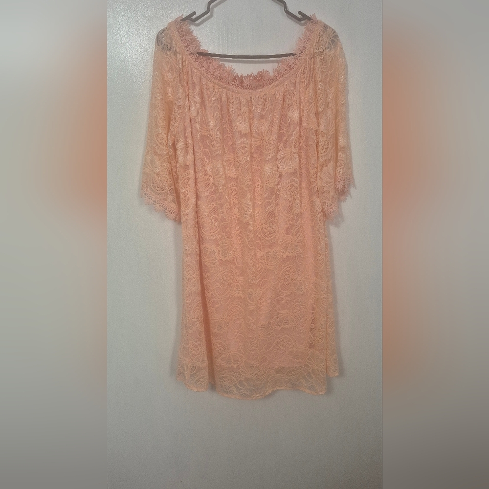 Peach Lace Off-Shoulder Dress MIHOLL size XL